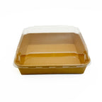 Brown food container with a clear lid on a white background