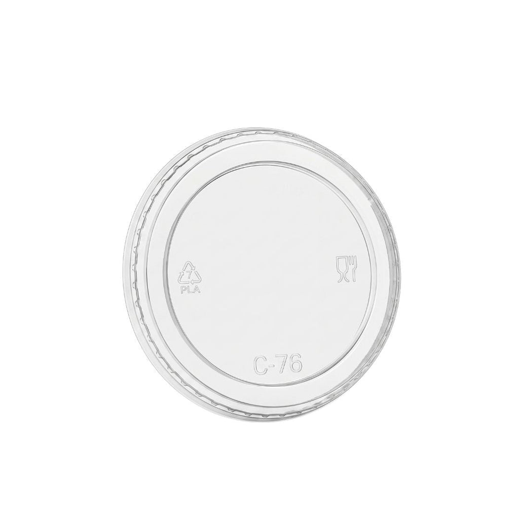 A clear round lid on a white background.