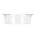 A clear portion cup on a solid white background.