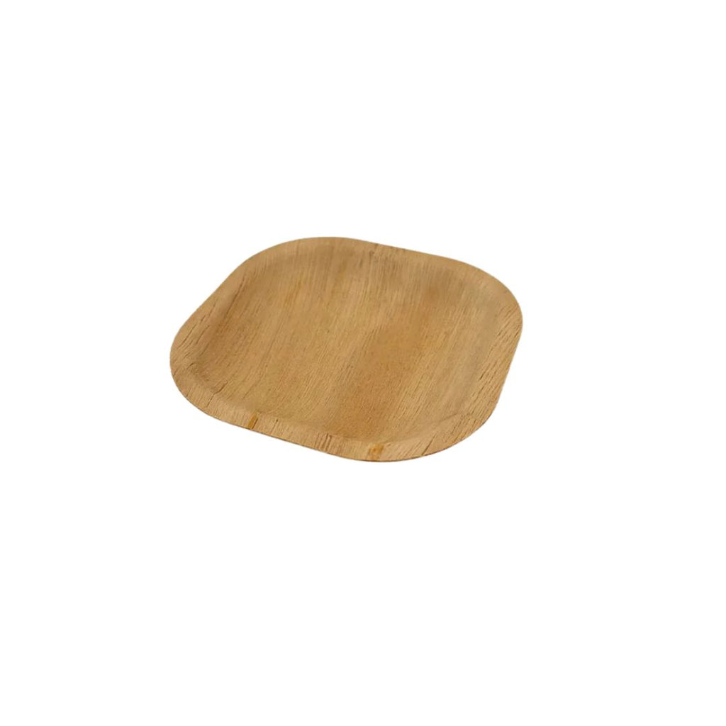 Picture of a 4 inch square wood plate on a plain white background.