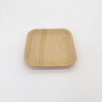 6" wood square plate on a white surface.