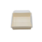 Disposable food tray with clear lid on a white background