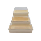Set of food boxes with clear lids on a white background