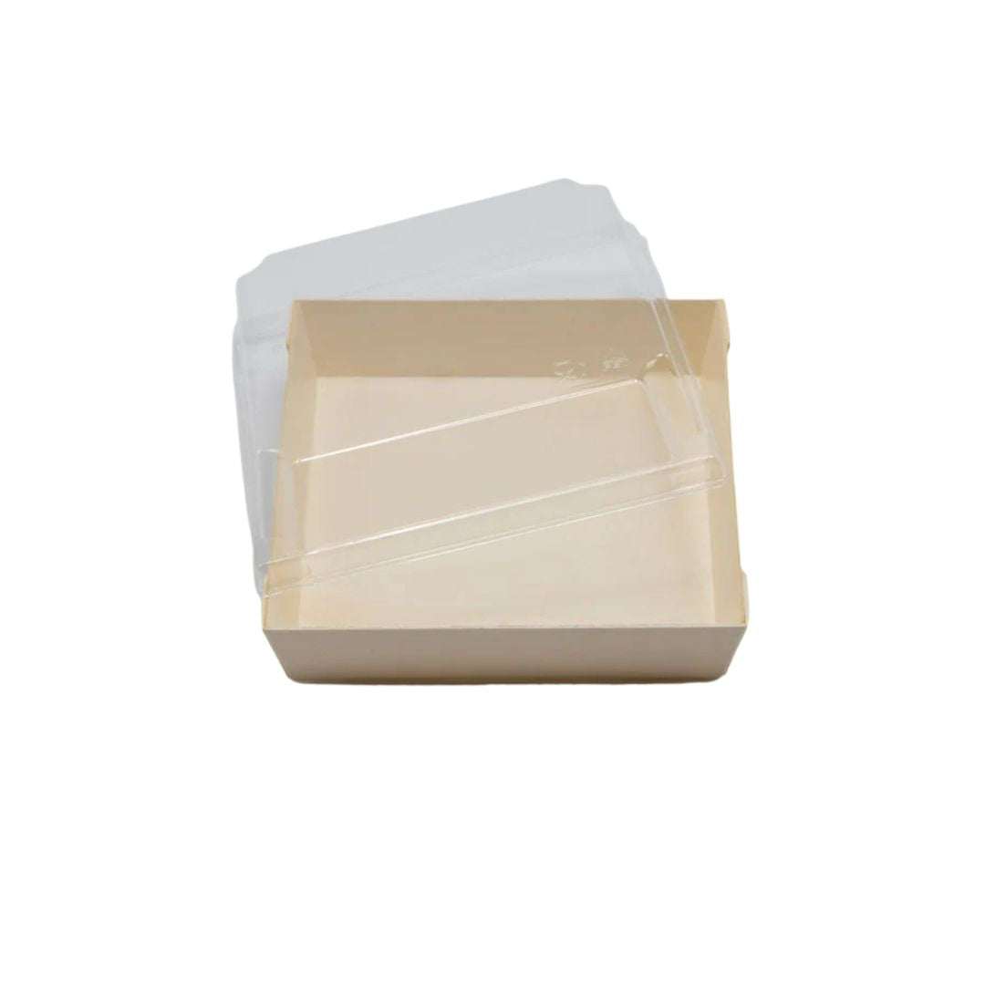 Wood food tray with lid on a white background