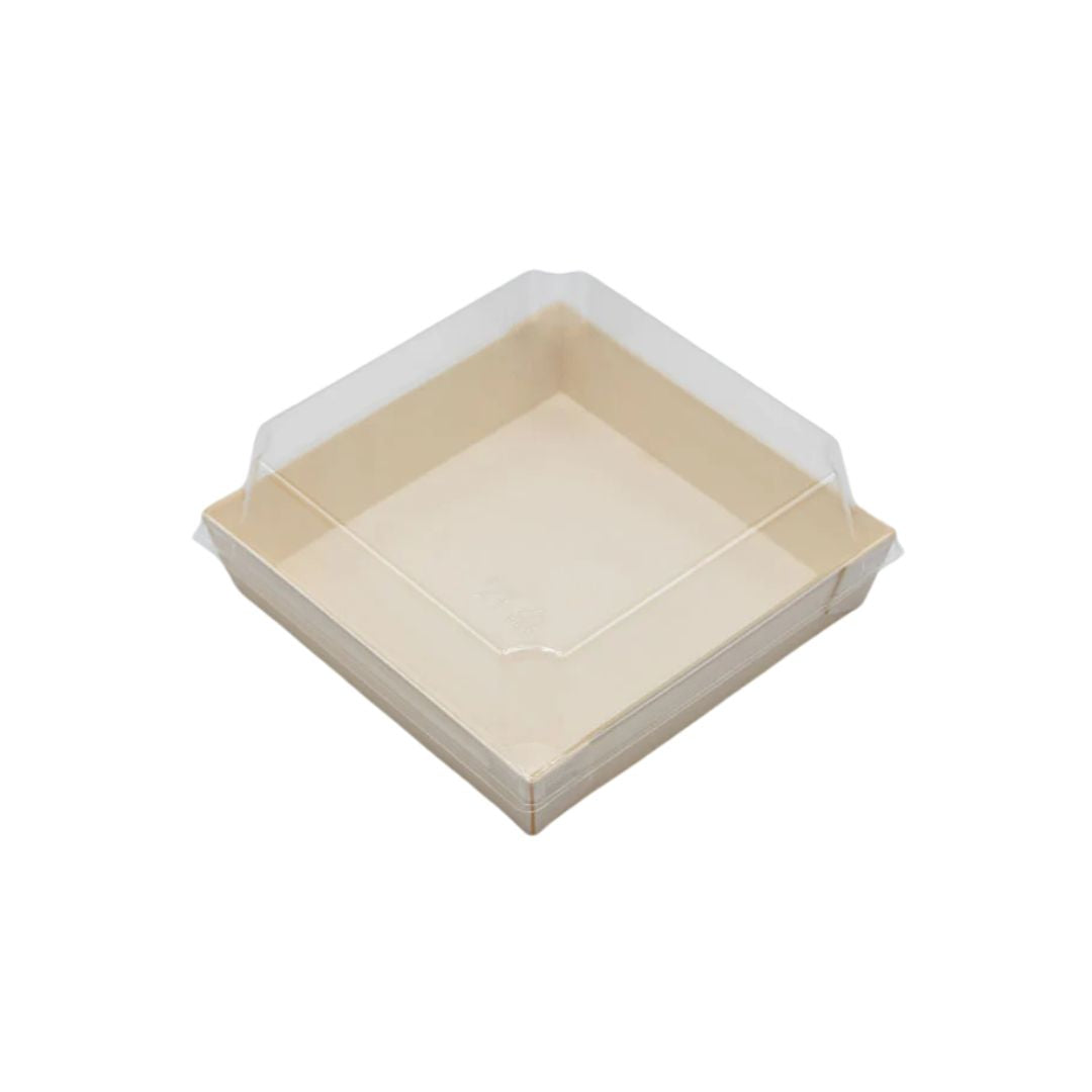 Food tray with clear lid on a white background