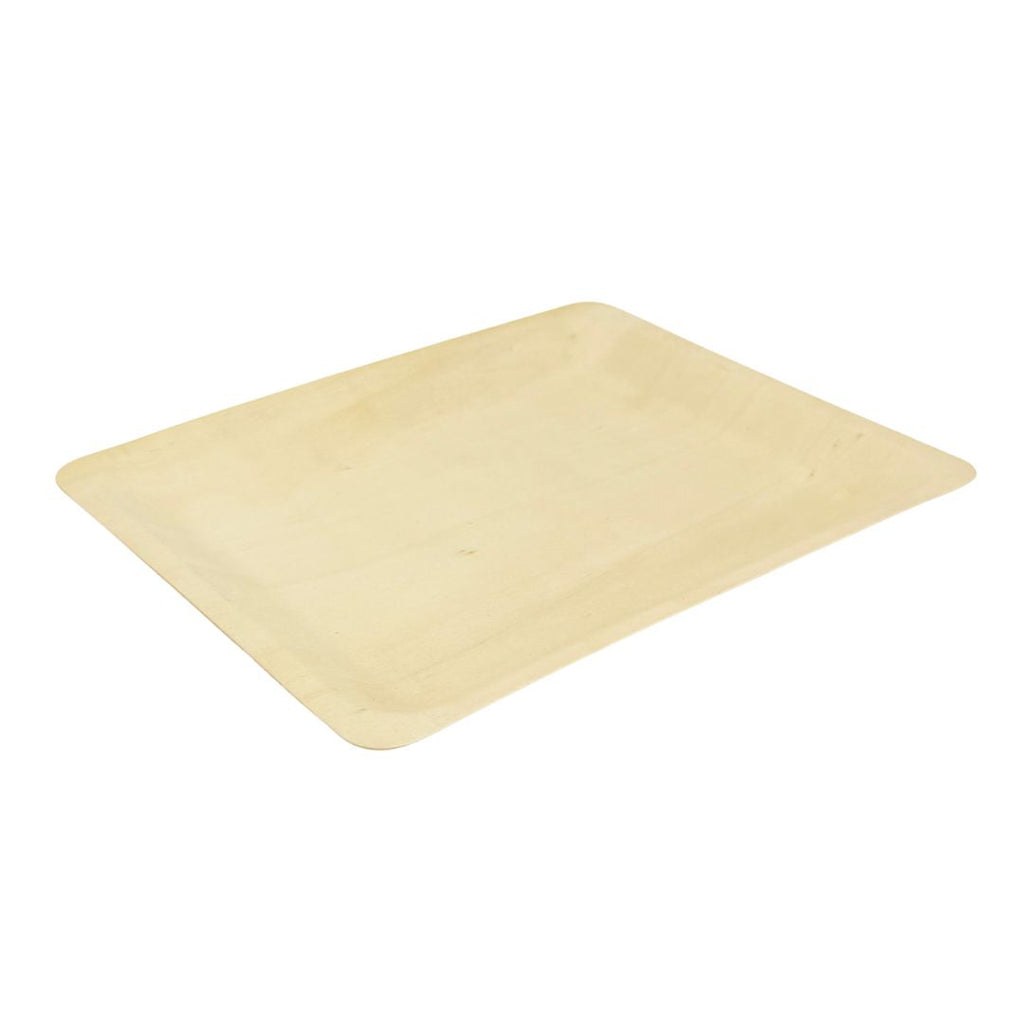 10.4" x 8.5" Rectangular Wooden Plate | Compostable