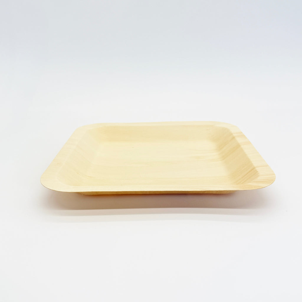 10.2" x 10.2" Square Wooden Plate | Compostable