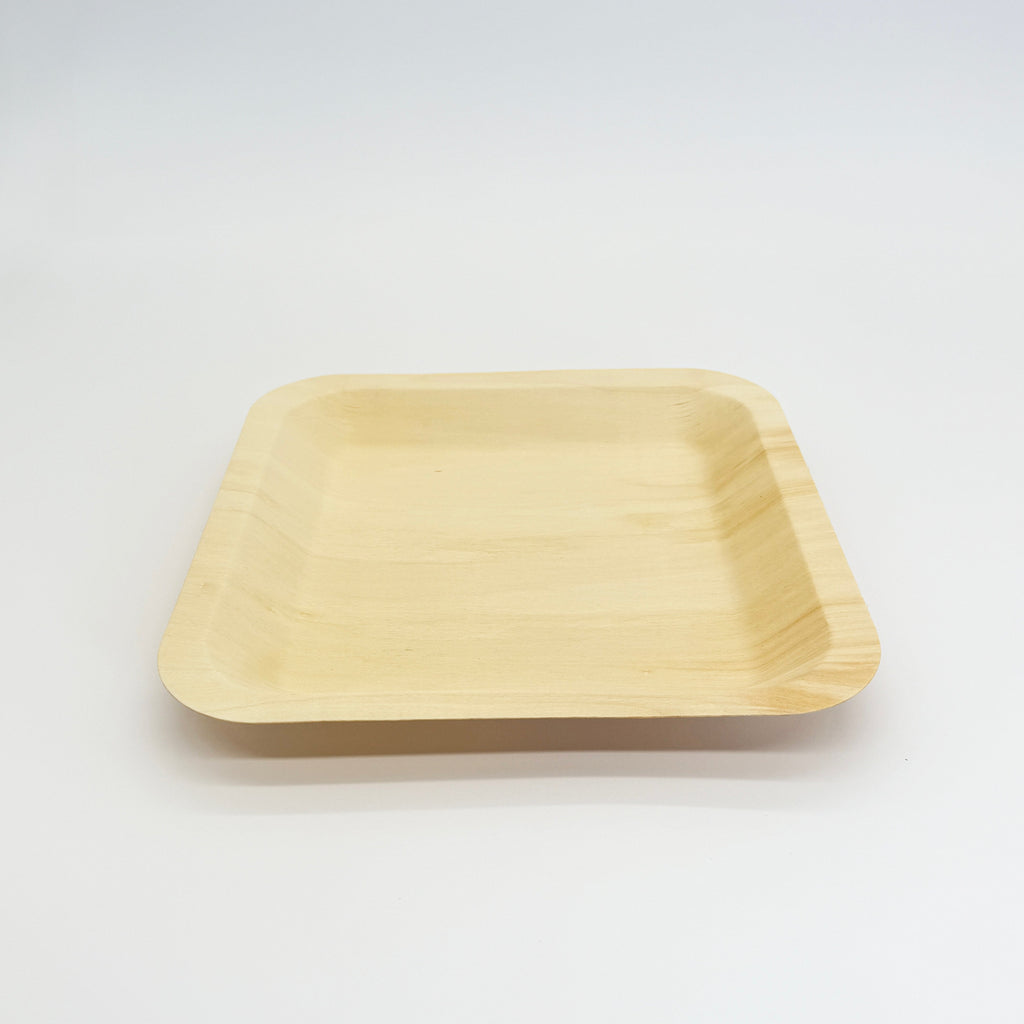 10.2" x 10.2" Square Wooden Plate | Compostable
