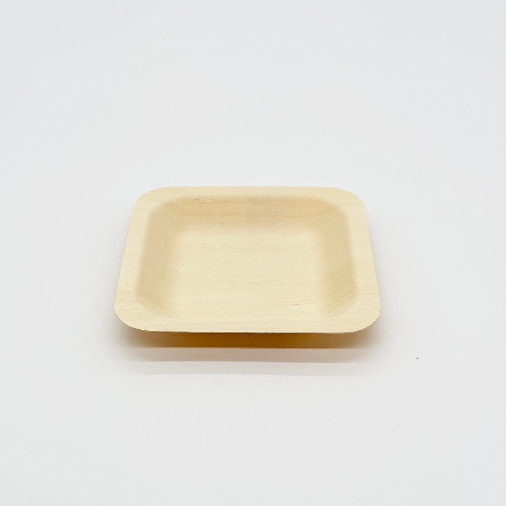 4.5" x 4.5" Square Wooden Plate | Compostable