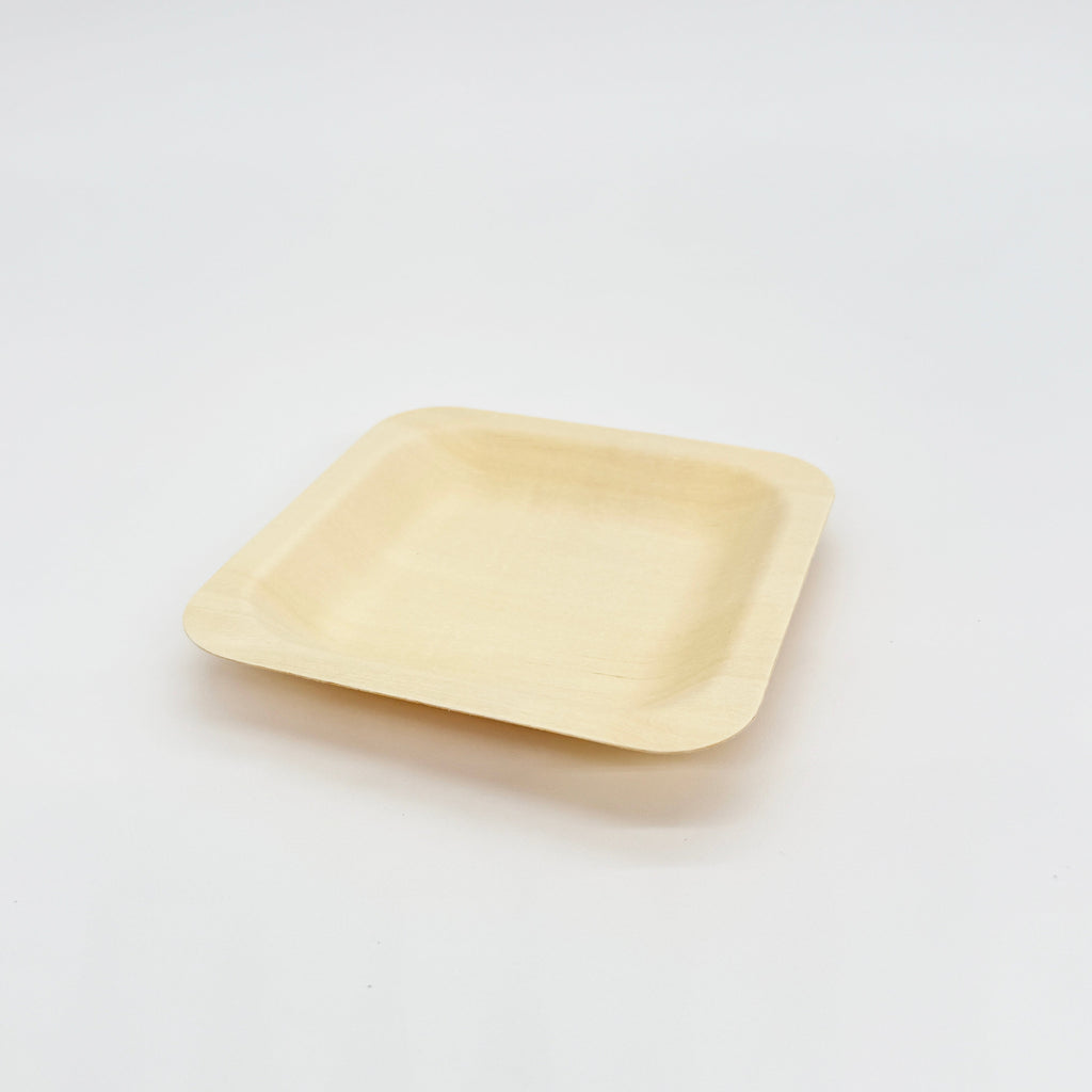 4.5" x 4.5" Square Wooden Plate | Compostable