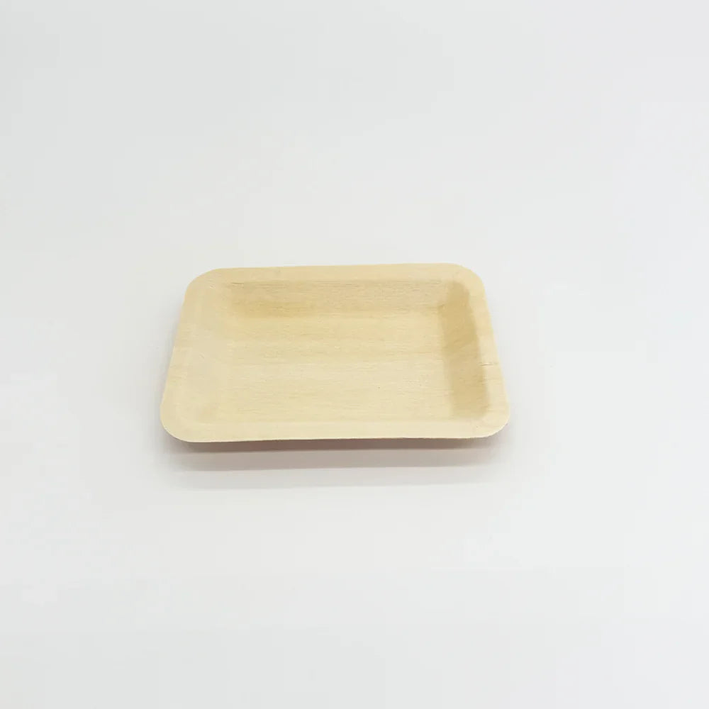 4.7" x 3.7" Rectangular Wooden Plate | Compostable