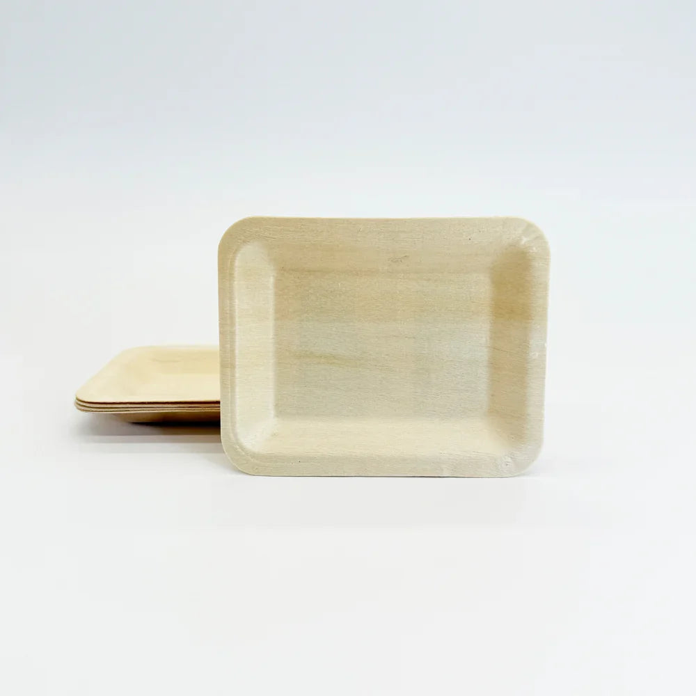 4.7" x 3.7" Rectangular Wooden Plate | Compostable