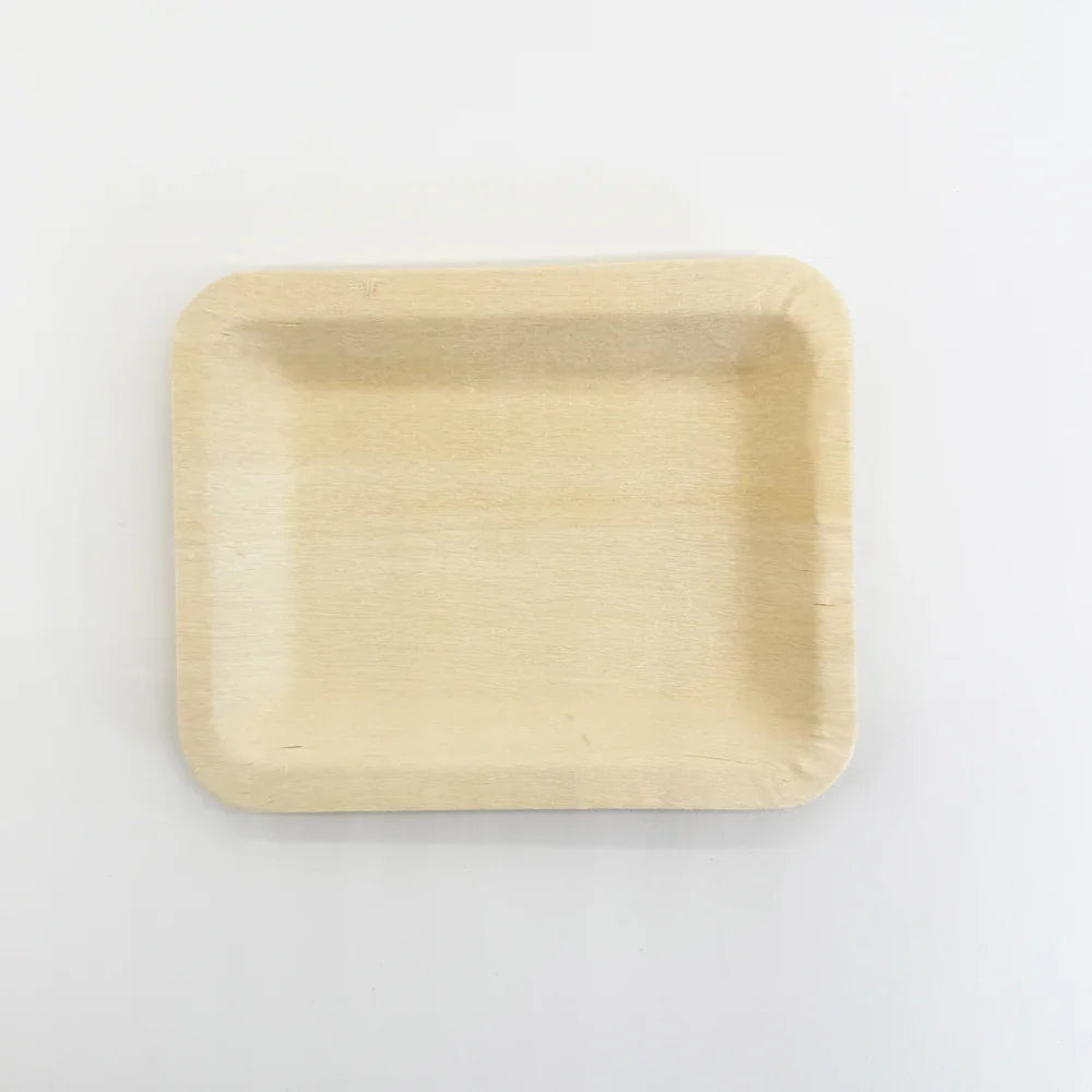 4.7" x 3.7" Rectangular Wooden Plate | Compostable