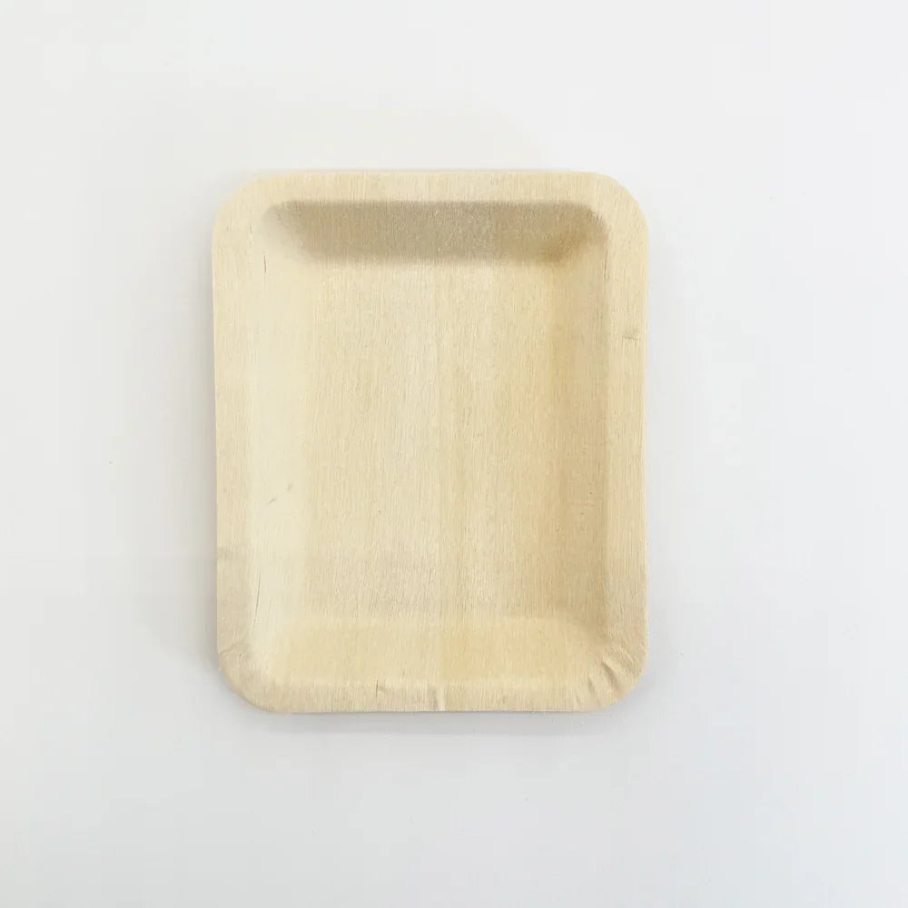 4.7" x 3.7" Rectangular Wooden Plate | Compostable