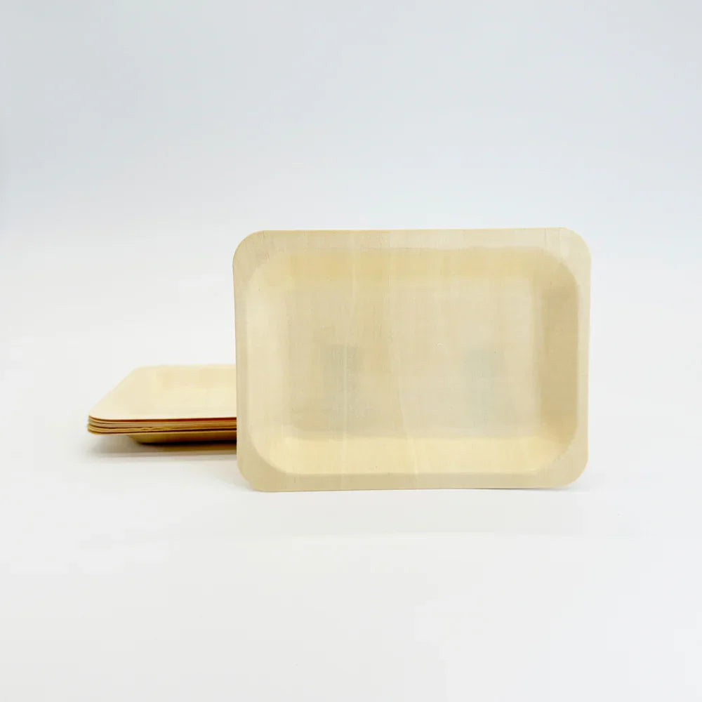 7.7" x 4.9" Rectangular Wooden Plate | Compostable