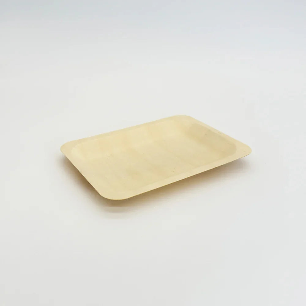 7.7" x 4.9" Rectangular Wooden Plate | Compostable