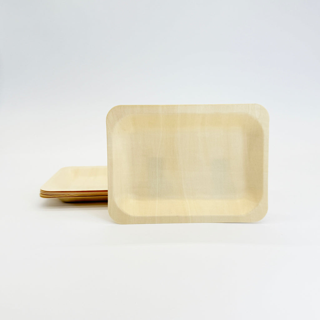 7.87" x 5.7" Rectangular Wooden Plate | Compostable