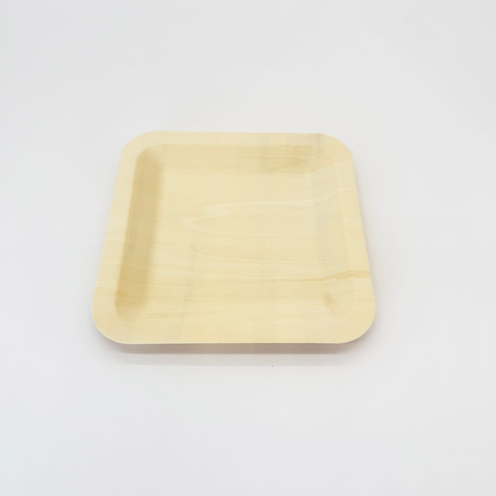 7" x 7" Square Wooden Plate | Compostable