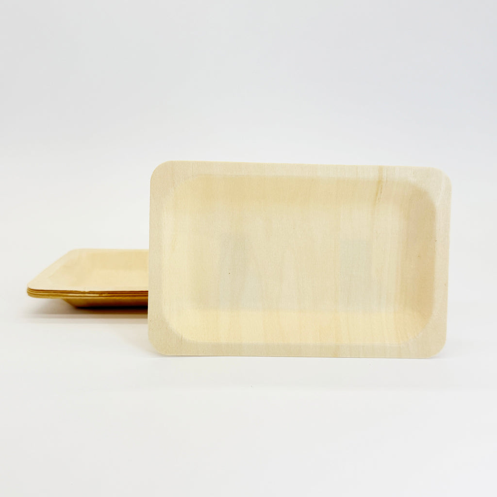 9.3" x 6.7" Rectangular Wooden Plate | Compostable