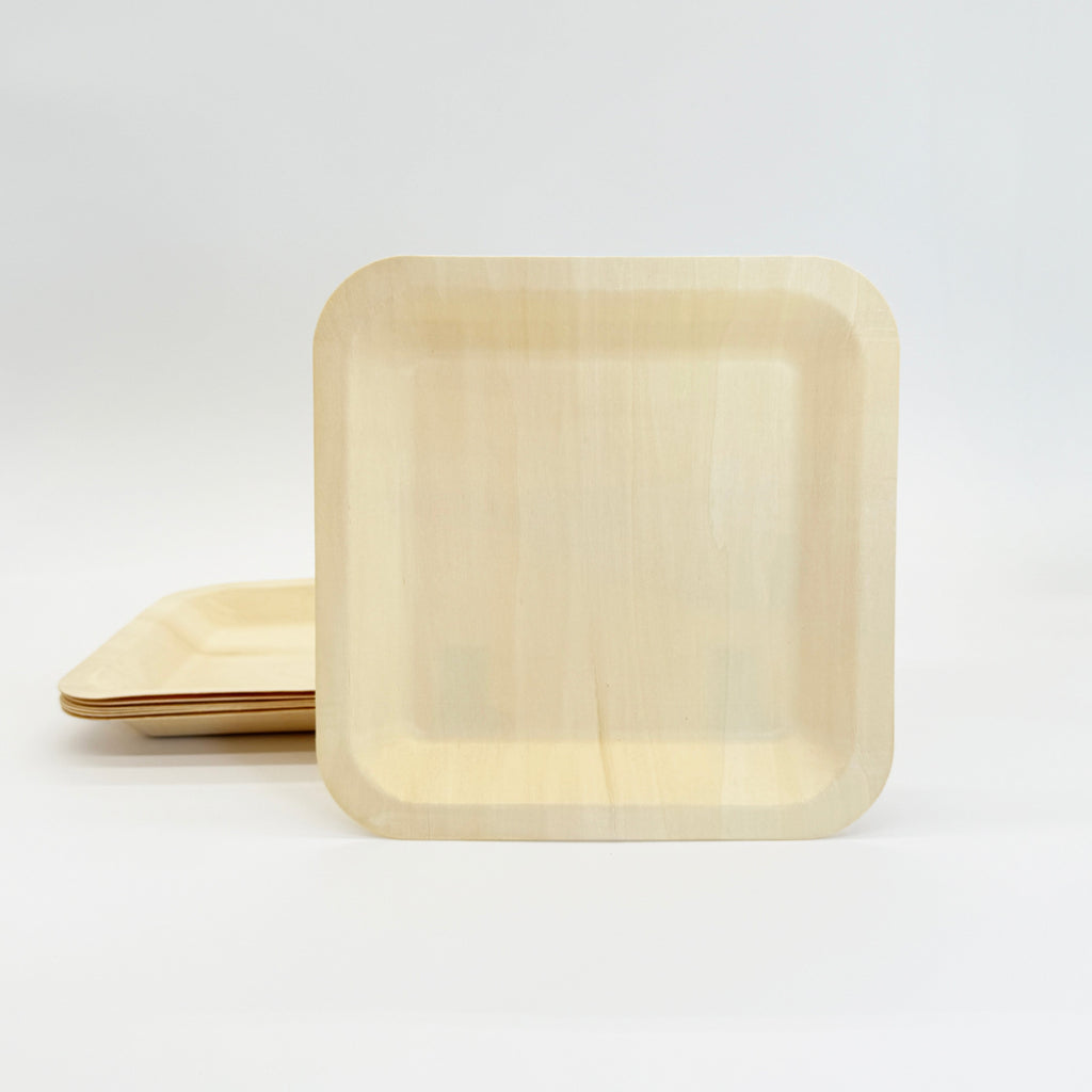 9" x 9" Square Wooden Plate | Compostable