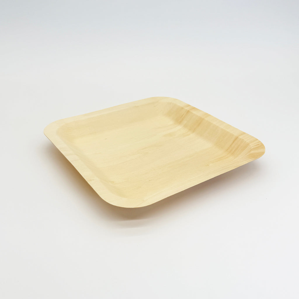 9" x 9" Square Wooden Plate | Compostable