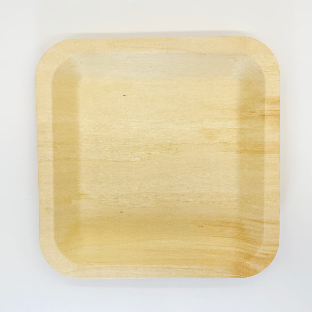 9" x 9" Square Wooden Plate | Compostable