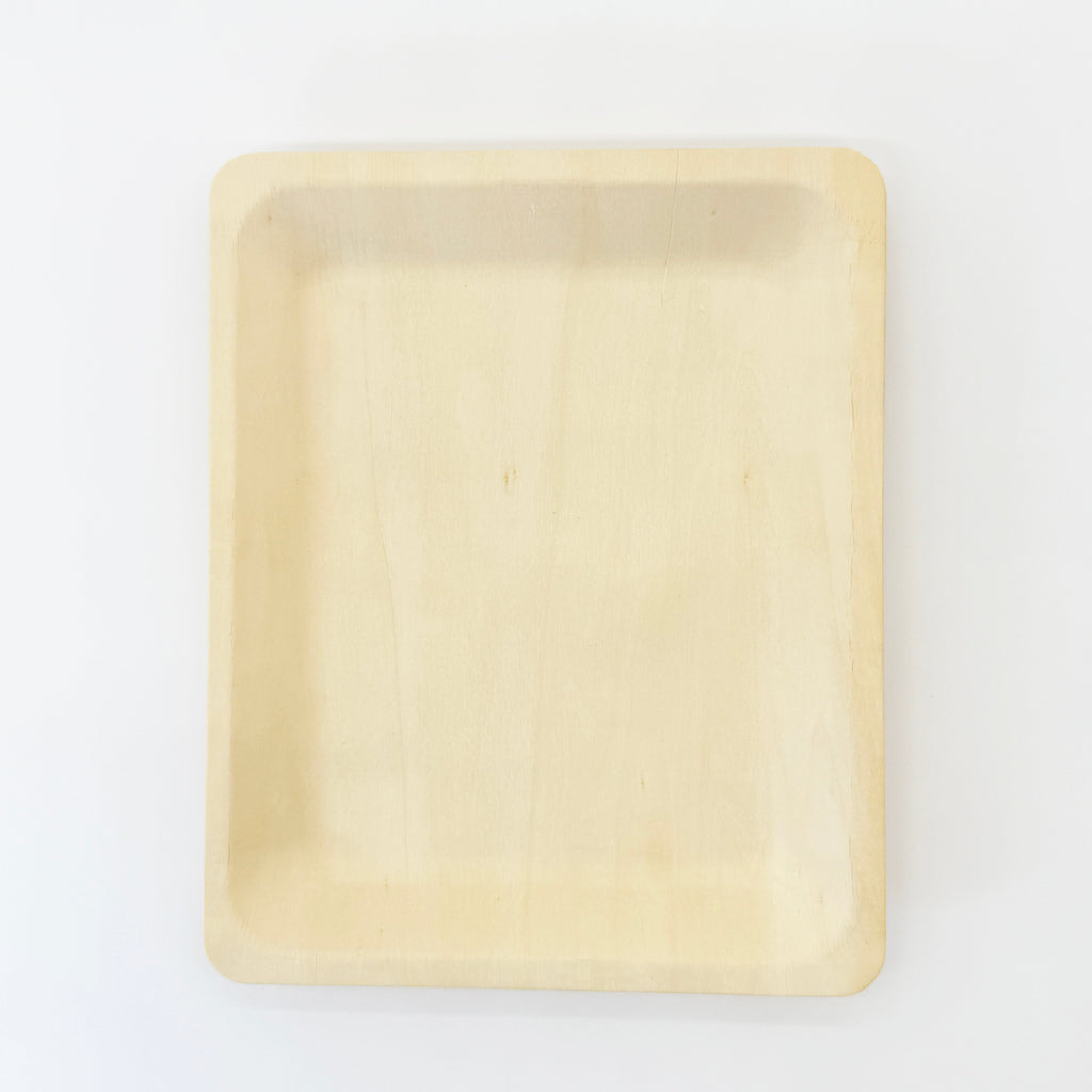 10.4" x 8.5" Rectangular Wooden Plate | Compostable