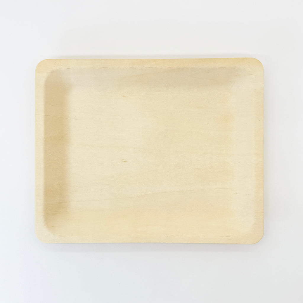 10.4" x 8.5" Rectangular Wooden Plate | Compostable