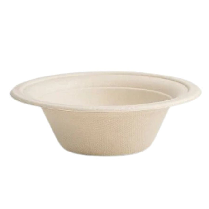 Beige compostable bowl on a white background