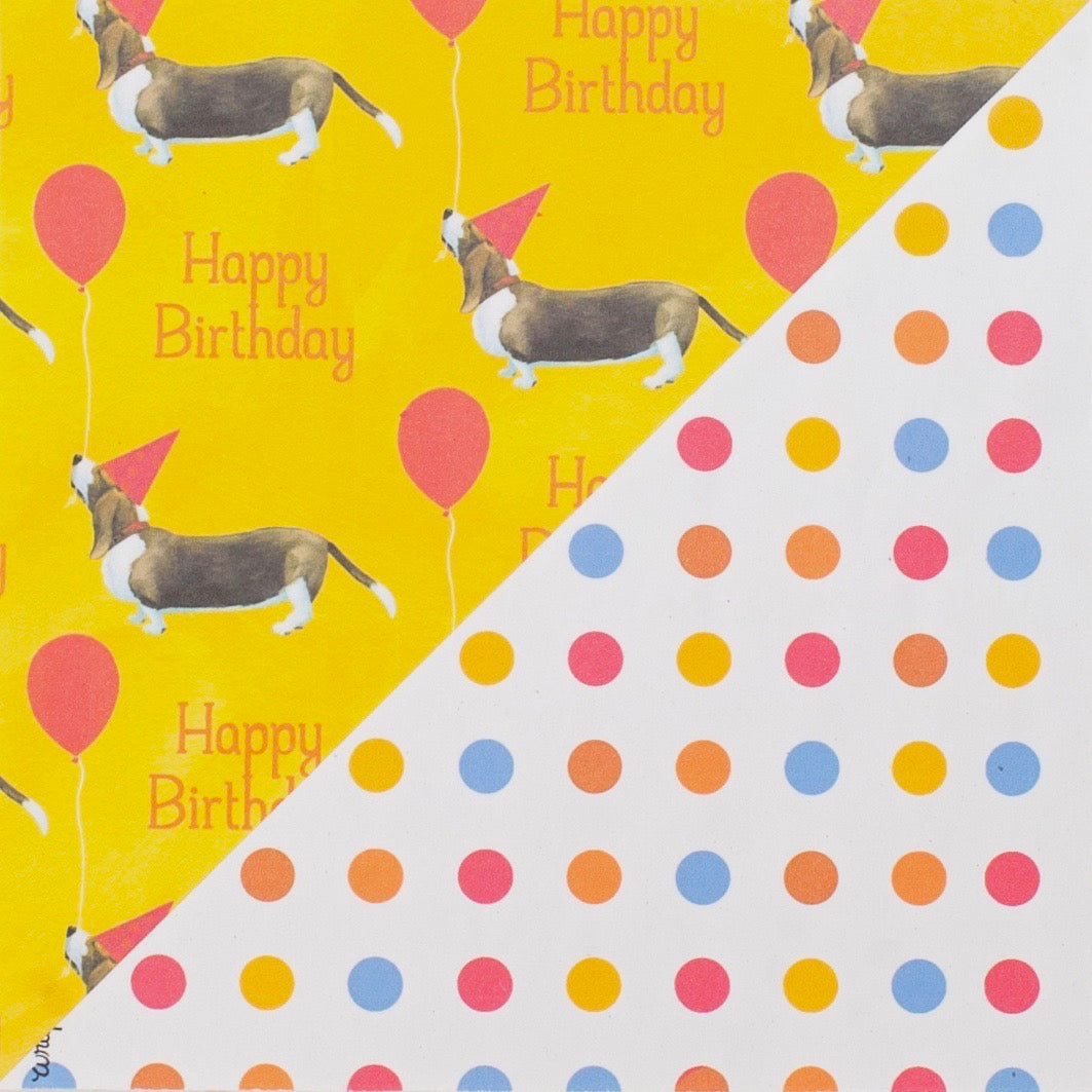 Basset Hound Polka Dot Wrapping Paper | 3 Sheets