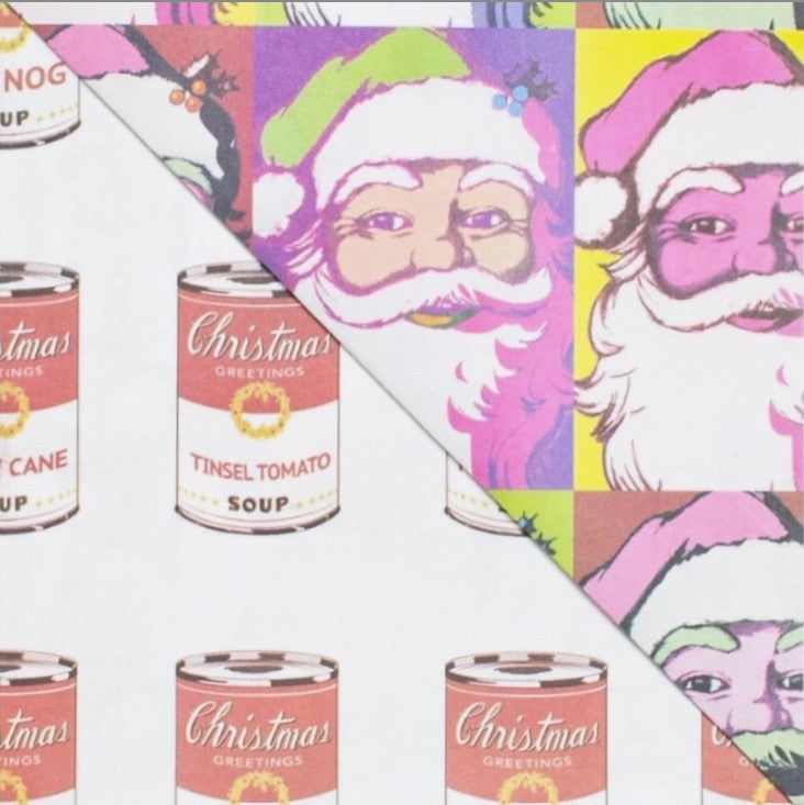 Warhol Santa Wrapping Paper | 3 Sheets & Gift Tags