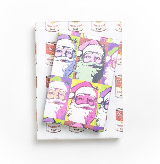 Warhol Santa Wrapping Paper | 3 Sheets & Gift Tags