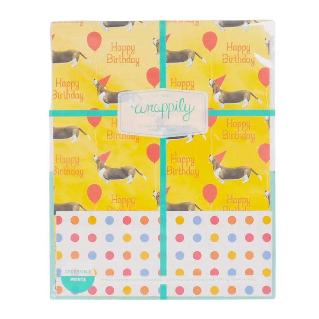 Basset Hound Polka Dot Wrapping Paper | 3 Sheets