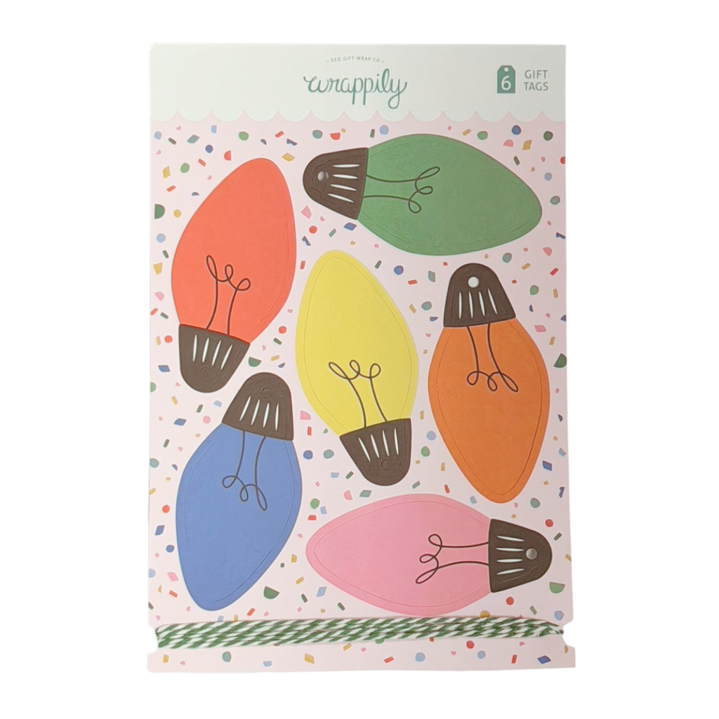 Christmas Lights Pop-Out Gift Tags & Twine | 12 Sets