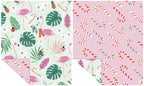 Flamingos & Candy Cane Wrapping Paper | 3 Sheets & Gift Tags