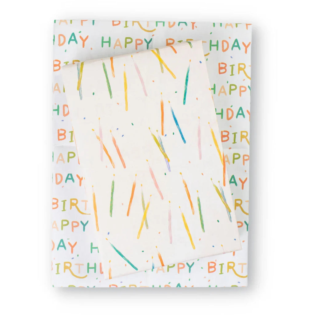 Candles & Happy Birthday Wrapping Paper | 3 Sheets