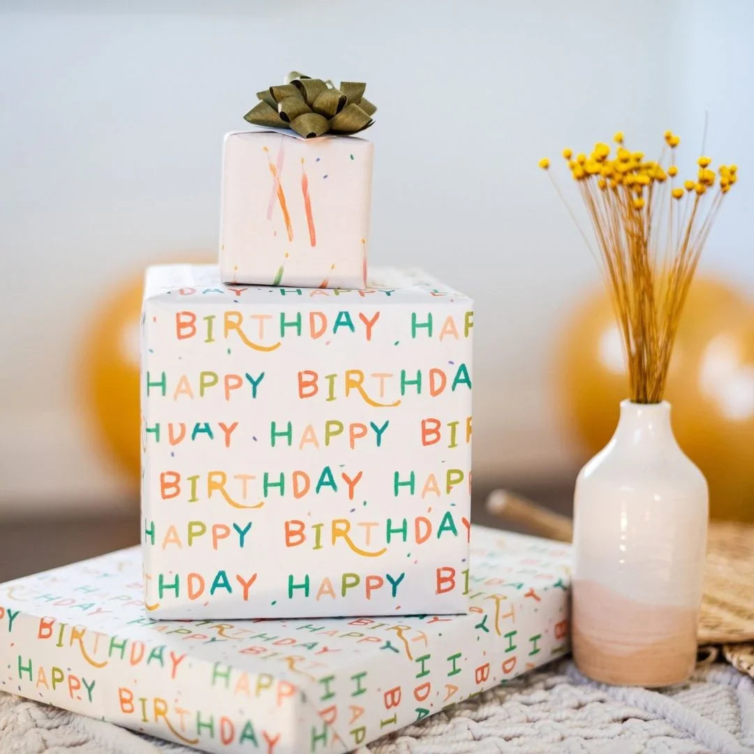 Candles & Happy Birthday Wrapping Paper | 3 Sheets
