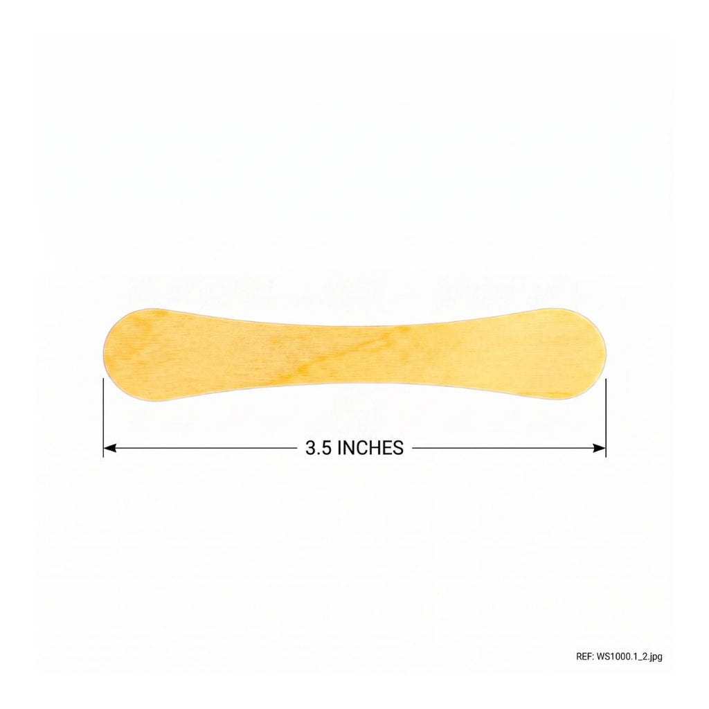 A rounded-end bowtie spoon with dimensions labeled on a plain white background.