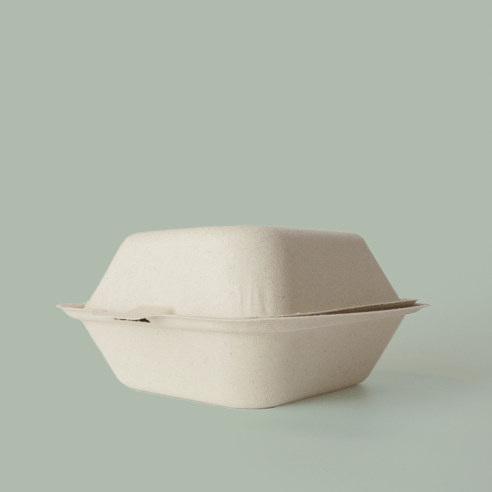 6" x 6" Compostable Clamshell | Natural Plant Fiber