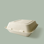 8" x 8" x 3" Compostable Clamshell | Natural Plant Fiber