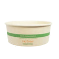 Compostable paper bowl with a green stripe and 'NoTree' branding on a white background