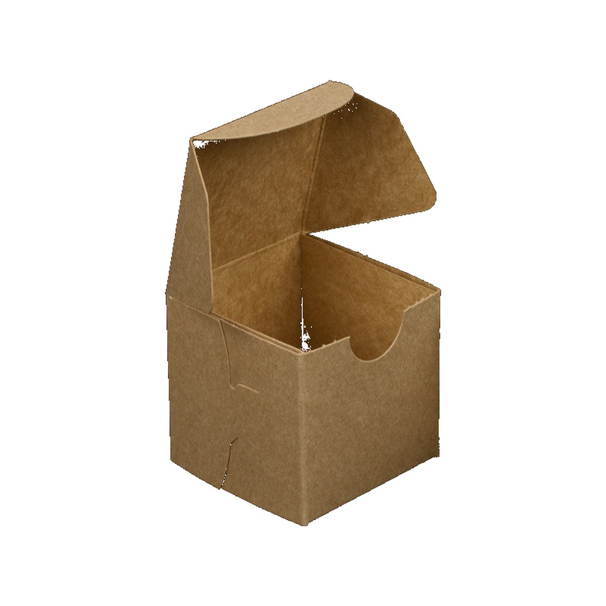 2.5x2.5x2.5 inch Brown Lock and Tab Bakery Box open showing interior on white background