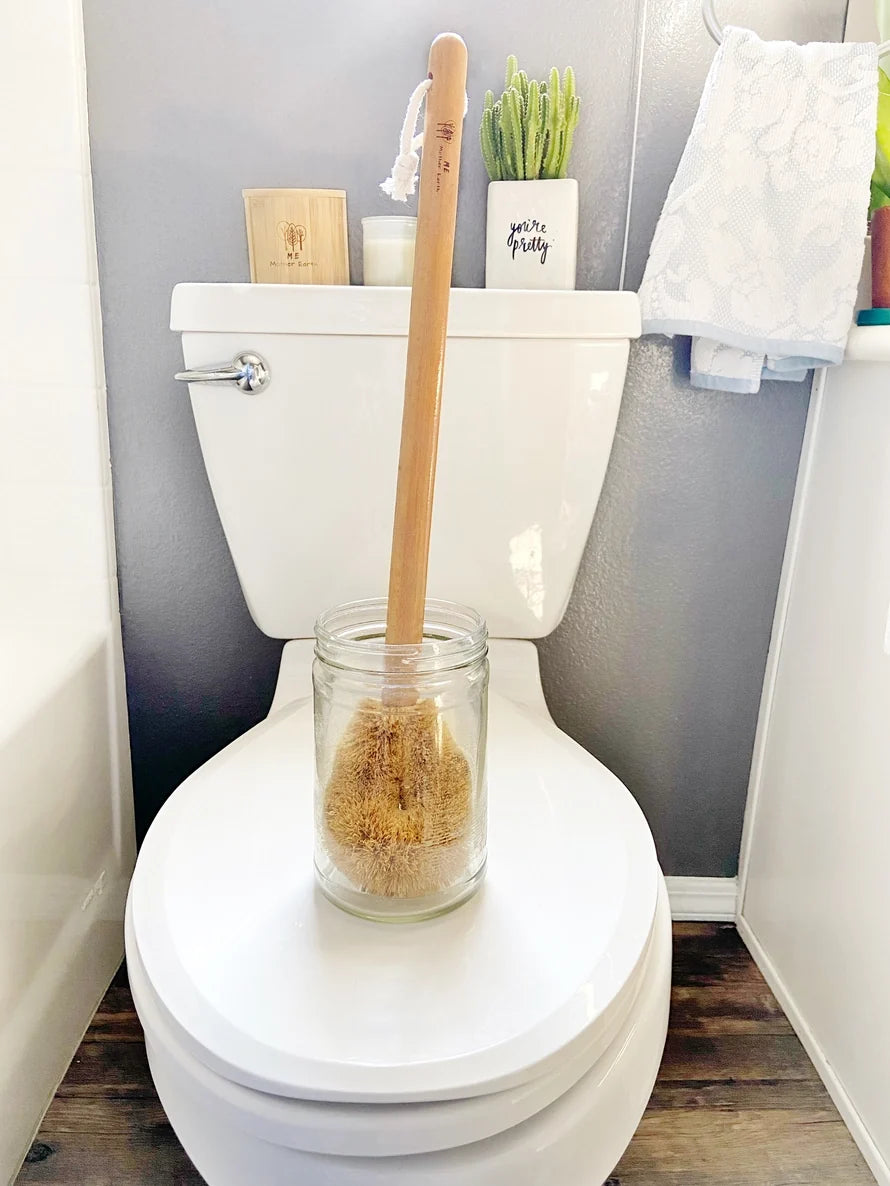 Toilet Brush with Handle| Reusable | Bamboo Handle w/Coconut bristles