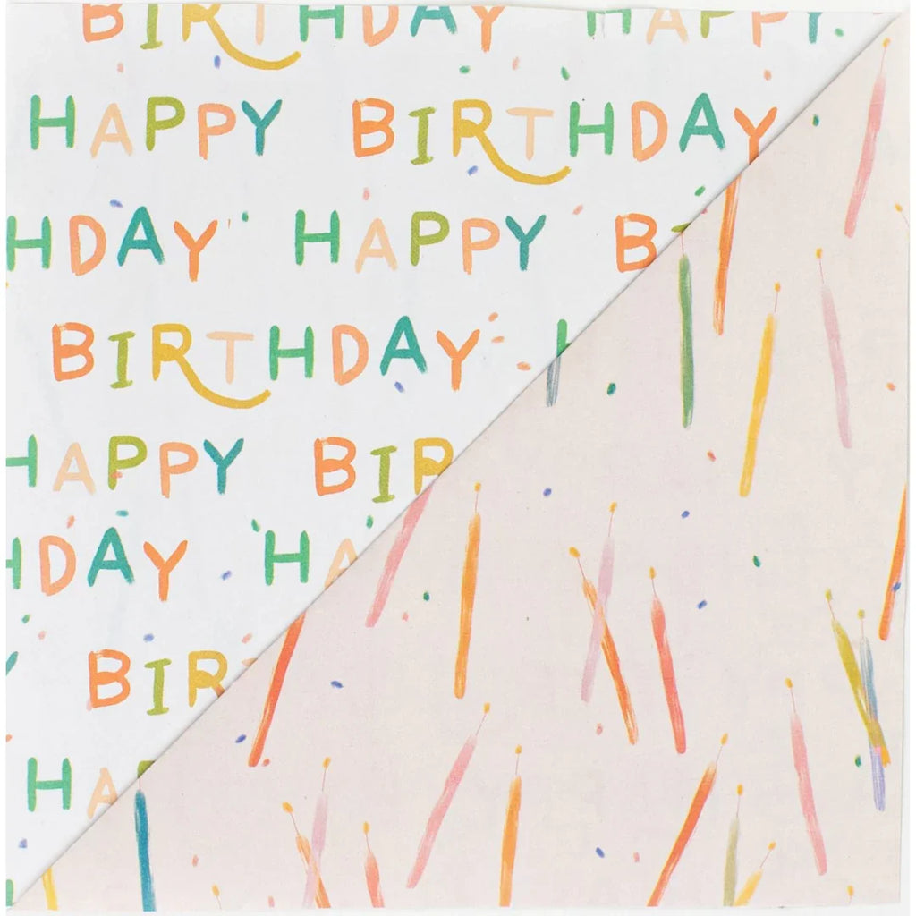 Candles & Happy Birthday Wrapping Paper | 3 Sheets