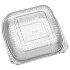 Square disposable clamshell with lid on a white background