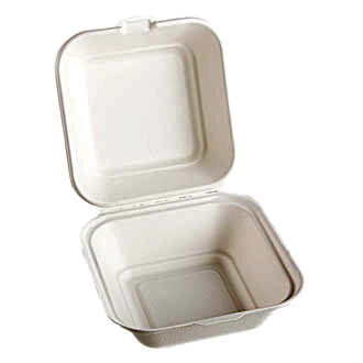 6" x 6" x 3" Clamshell | Single Compartment Sugarcane