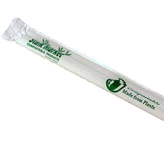 7.75" PLA Drinking Straws | Wrapped | Giant | Clear