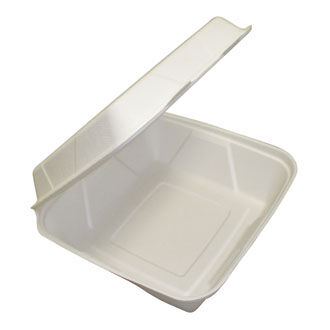 8" x 8" x 3" Clamshell Single Compartment Sugarcane