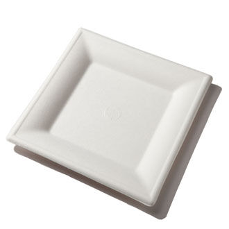 10" Square Plate | White Sugarcane