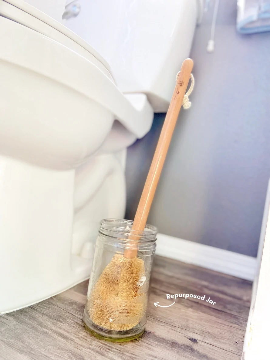 Toilet Brush with Handle| Reusable | Bamboo Handle w/Coconut bristles